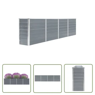 The Living Store Donica do podniesionej grządki - 320x40x77 cm - stal - szara - Skrzynia Do Podniesionej Grządki - Donice - miniaturka - grafika 1