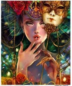 Malowanie po numerach - Norimpex, Diamentowa mozaika Kobieta Bal Maskowy - miniaturka - grafika 1