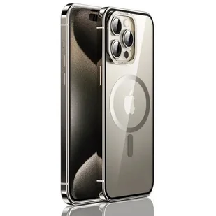 Etui D-Pro Titanium Metal Frame obudowa magnetyczna do MagSafe iPhone 15 Pro Max (Titanium Gray) - Etui i futerały do telefonów - miniaturka - grafika 1