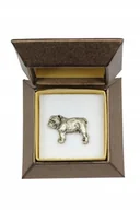 Broszki - Buldog Angielski Bulldog posrebrzany pin w pudełku - miniaturka - grafika 1