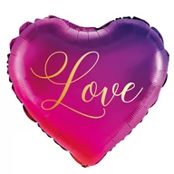Balony i akcesoria - Balon foliowy fioletowo-różowy Serce "Love", 46cm - miniaturka - grafika 1