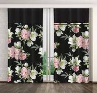 Zasłony - Zasłona Gotowa Na Żabki, 160X250, Czarna W Kwiaty, Zml-008 - miniaturka - grafika 1