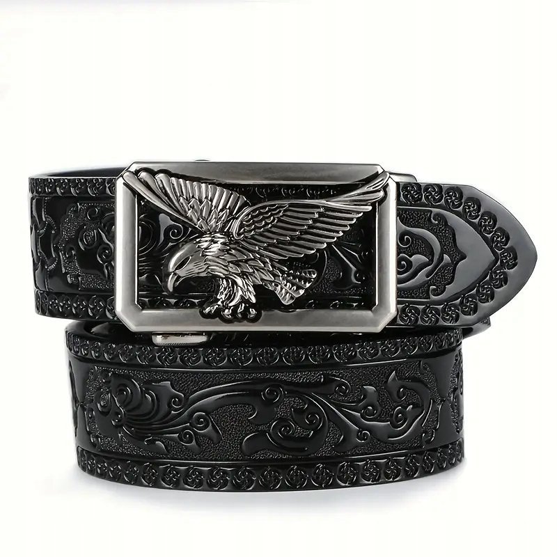 Pas pasek SKÓRZANY AUTOMATYCZNY PREMIUM retro SKÓRA NATURALNA ORZEŁ 120 cm