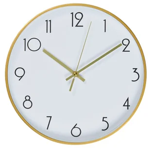 Zegar ścienny śr. 30 cm biało-złoty z cichym mechanizmem - Zegary - miniaturka - grafika 1