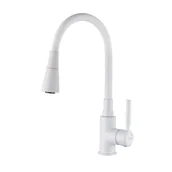 Baterie kuchenne - Invena Bateria zlewozmywakowa HULA PLUS TREND z ruchomą 2-funkcyjną wylewką biała - miniaturka - grafika 1