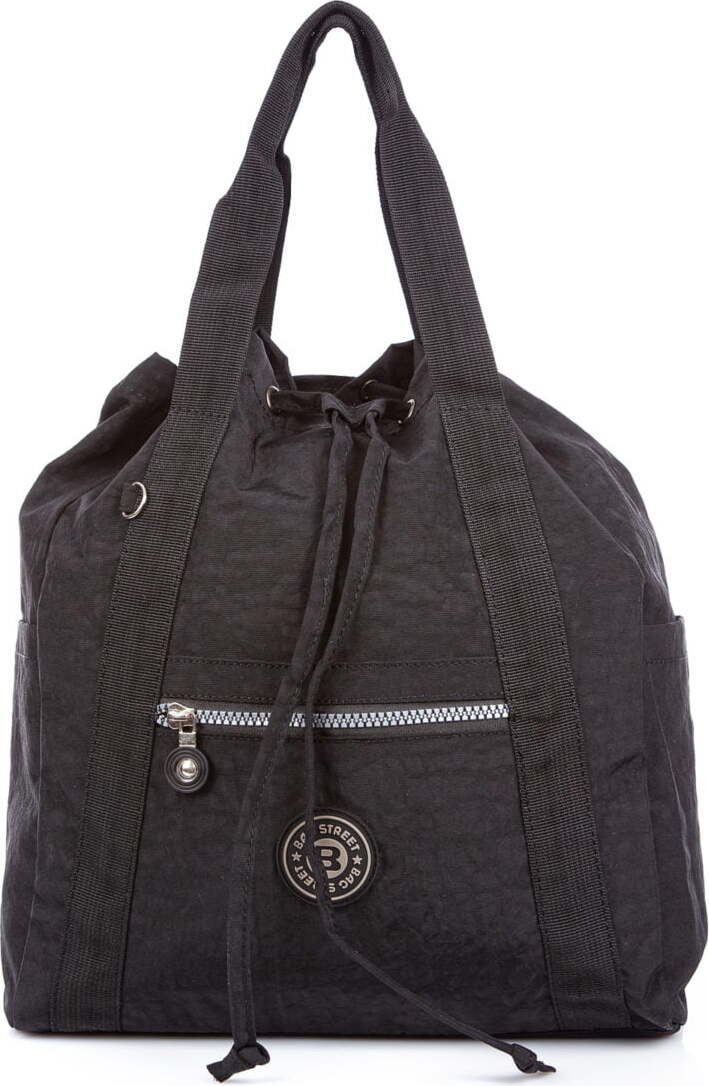 Bag Street Lekka Plecako-Torba 2w1 Z Kreszu Materiałowa Damska Męska Turystyczna Czarna