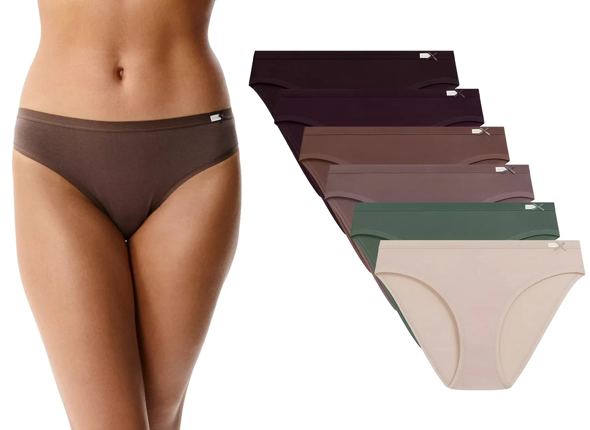 ATLANTIC Figi majtki damskie sportowe 6CLP-002-BEZ/ZIE/BROC/BRO 6-PACK M