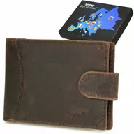 Etui na klucze - Etui skórzane na dokumenty karty wizytownik RFiD ciemny brąz C85 brązowy, beżowy - miniaturka - grafika 1
