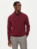 Swetry męskie - Tommy Hilfiger Sweter Essential MW0MW37331 Bordowy Regular Fit - miniaturka - grafika 1