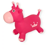Skoczki dla dzieci - Skoczek Gumowy Pompowany Premium Żyrafa Różowa koral + pompka - miniaturka - grafika 1