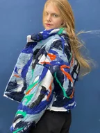 Kurtki damskie - 100% wełna kolorowa kurtka bomberka - miniaturka - grafika 1