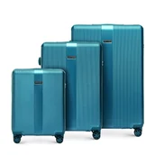 Walizki - Zestaw walizek z polikarbonu niebieski - miniaturka - grafika 1