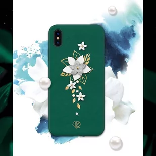 Kingxbar Petal etui ozdobione oryginalnymi Kryształami Swarovskiego iPhone XS / iPhone X czarny - Etui i futerały do telefonów - miniaturka - grafika 3