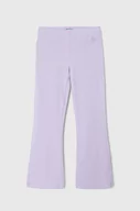 Spodnie i spodenki dla dziewczynek - United Colors of Benetton legginsy dziecięce kolor fioletowy gładkie - miniaturka - grafika 1