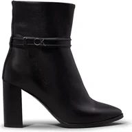 Botki damskie - Calvin Klein Skórzane botki na słupku - miniaturka - grafika 1