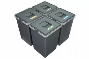 Sortownik śmieci METROPOLIS 4x12 l BEZ PODSTAWKI H-34 cm do szuflady w szafce 60 cm - Kosze na śmieci - miniaturka - grafika 1
