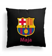 Poduszki dekoracyjne - CZARNA FOTO PODUSZKA FC Barcelona Barca + IMIĘ - miniaturka - grafika 1