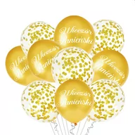 Wieczór panieński i kawalerski - Balony na Wieczór Panieński złote z konfetti 30 cm, 10szt - miniaturka - grafika 1