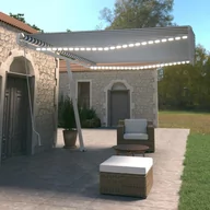 Markizy - VidaXL Lumarko Ręcznie zwijana markiza z LED, 500x350 cm, niebiesko-biała! - miniaturka - grafika 1
