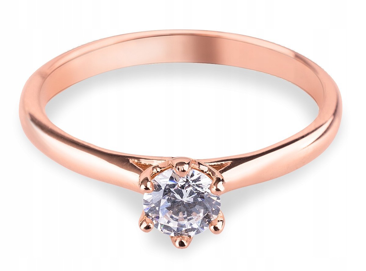 ZŁOTY PIERŚCIONEK ZARĘCZYNOWY 585 RÓŻOWE ZŁOTO