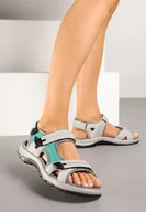 Sandały damskie - Szare Sandały Vices w Stylu Sportowym z Rzepami Elliola - miniaturka - grafika 1