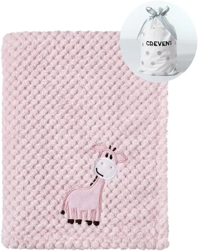 Kocyk dla niemowląt 75x100 cm ciepły polarowy różowy - miękki koc dziecięcy