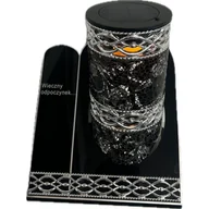 Lampiony i znicze - Znicz witraż VIP akryl solar SZKA5S 25 cm czarno-srebrny Ilumini - miniaturka - grafika 1