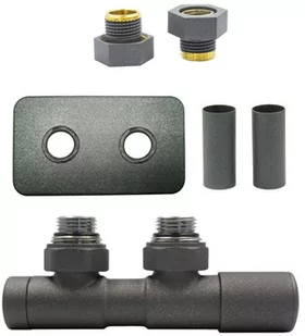 Zawór regulacyjny 50mm TWINS grafit strukturalny prawy GZ1/2 All in One rozeta zespolona prostokątna - Zawory i kraniki - miniaturka - grafika 1