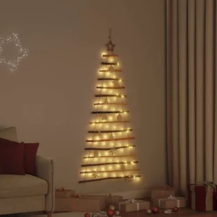vidaXL Choinka z 80 diodami LED Naturalny 150 cm jesion lite drewno - Choinki - miniaturka - grafika 1
