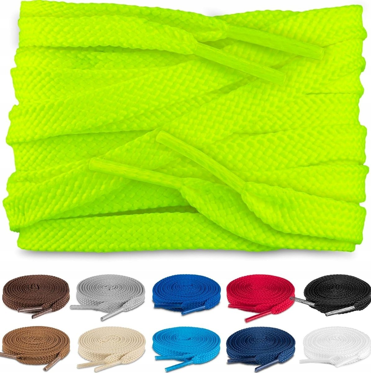 SZNURÓWKI PŁASKIE 8MM BUTÓW 120 CM NEONOWY MOCNE POLIESTER 4 SZTUKI