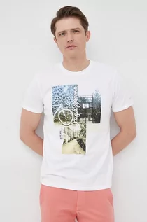 Koszulki męskie - Pepe Jeans t-shirt bawełniany ALBEE kolor biały z nadrukiem - grafika 1