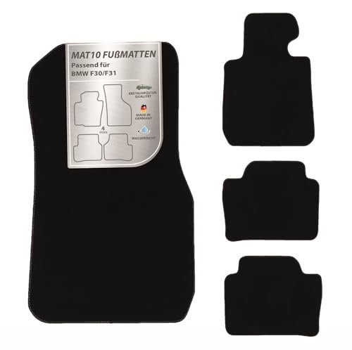 MAT10 Dywaniki samochodowe pasujące do BMW F30 / F31 (BJ 02/2012-06/2019) z weluru | 4-częściowy zestaw dywaników samochodowych | trwała jakość oryginalnego wyposażenia, Made in Germany