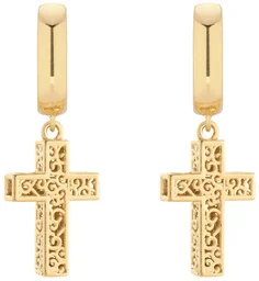 Złote kolczyki z krzyżami - Biżuteria religijna - miniaturka - grafika 1