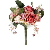 Sztuczne kwiaty - Bukiet z róż i hortensji, pudrowy róż, 20 x 28 cm - miniaturka - grafika 1