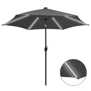 Parasol ogrodowy z LED i aluminiowym słupkiem, 300 cm, antracyt - Parasole ogrodowe - miniaturka - grafika 1