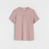 Koszulki męskie - Reserved - T-shirt regular z nadrukiem - Beżowy - miniaturka - grafika 1