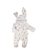 Kombinezony dla dzieci - Niemowlęcy kombinezon dresowy z luną w zajączki biały Nicol,r.56 - miniaturka - grafika 1