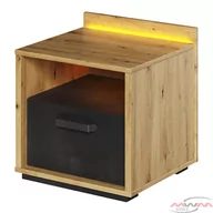 Szafki nocne - Stolik nocny QUBIC QB-10 dąb artisan/silk flu/raw steel - miniaturka - grafika 1