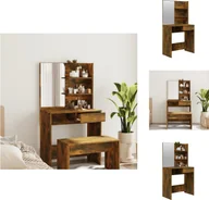 Toaletki - vidaXL Toaletka z lustrem dąb wędzony 74,5x40x141 cm - Toaletki - miniaturka - grafika 1