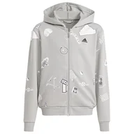 Bluzy dla dziewczynek - Adidas Bluv Zip Hoodie (176) Bluza Dziecięce Szary - miniaturka - grafika 1