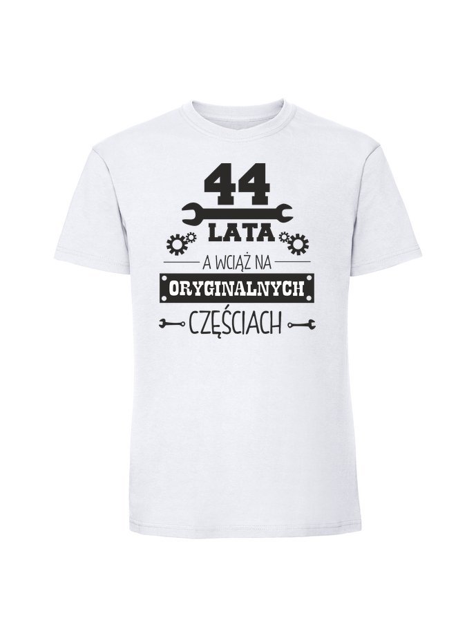 Męska koszulka z nadrukiem - 44 latA oryginalne części biały S