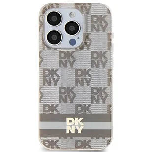 Oryginalne Etui IPHONE 13 PRO DKNY Hardcase IML Checkered Mono Pattern & Printed Stripes MagSafe (DKHMP13LHCPTSE) beżowe - Etui i futerały do telefonów - miniaturka - grafika 1