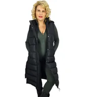 Moda i Uroda OUTLET - Długi damski bezrękawnik kamizelka pikowana z kapturem TORI-XXL - miniaturka - grafika 1