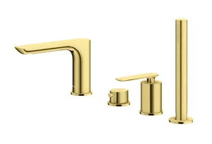 Kohlman QB244EGDB 4-otworowa bateria wannowa GOLD BRUSHED - Baterie wannowe i prysznicowe - miniaturka - grafika 2