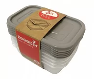 Pojemniki kuchenne - KEEEPER zestaw 5 pojemników 0,5 litra szary - miniaturka - grafika 1