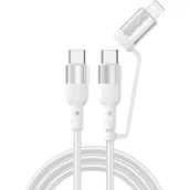 Kable USB - Kabel USB Typ-C - USB Typ-C + Lightning 4SMARTS ComboCord CL 1.5 m Biały - miniaturka - grafika 1