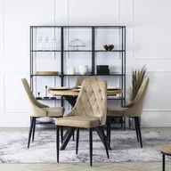 Krzesła - Zestaw 4x Krzesło Tapicerowane do Salonu CORK Ciemny Beż Welurowe Nowoczesne Loft - miniaturka - grafika 1