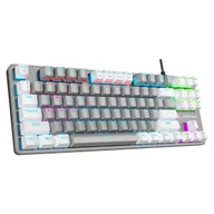 Klawiatury - Rampage Klawiatura gamingowa mechaniczna Snug RGB KRGD Blue szaro-biała SNUGK14BS-GW - miniaturka - grafika 1