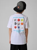 Koszulki dla chłopców - 4F T-shirt regular z nadrukiem chłopięcy - biały 164 (13-14 lat) - miniaturka - grafika 1