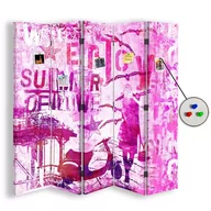 Parawany - Parawan pokojowy FEEBY, Różowa abstrakcja, Dwustronny PIN 180x170cm 5-częściowy - miniaturka - grafika 1